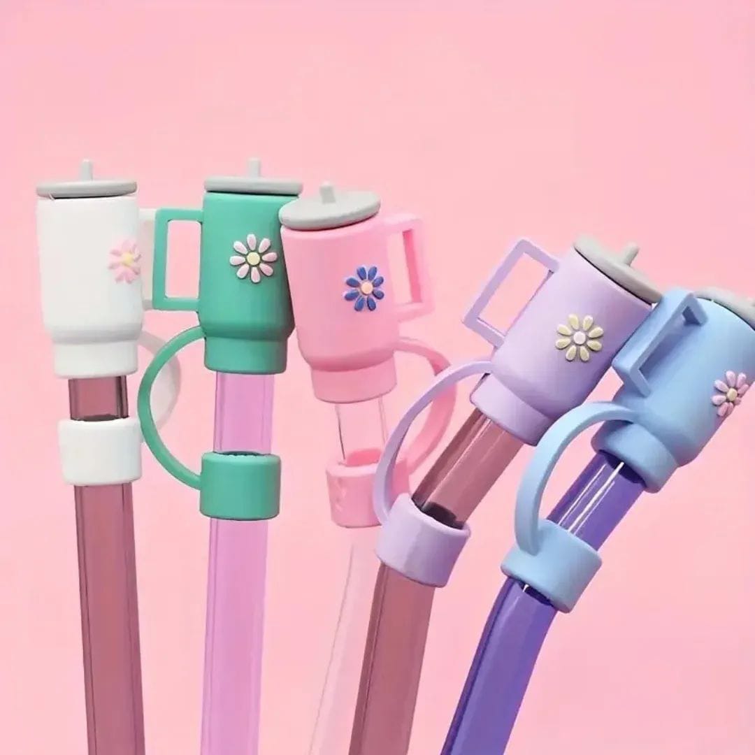Silicone Straw Cover Caps Compatible For Stanley Cup Reusable Straw Tip Covers Drinking Straws For Tumbler