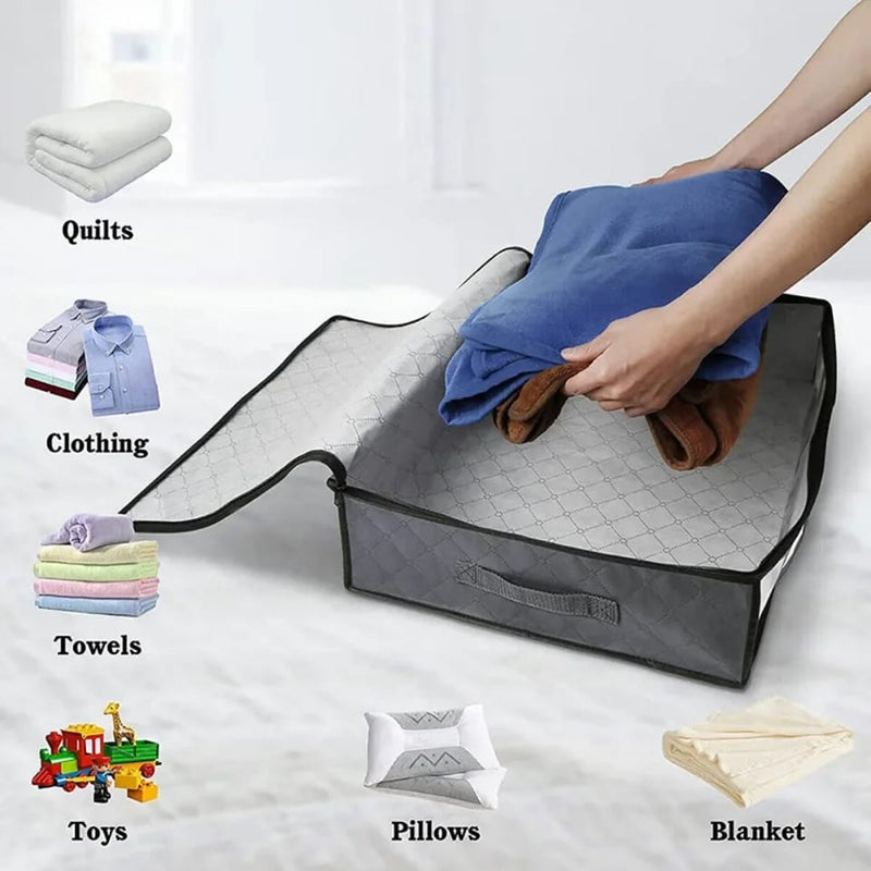 Foldable Under Bed Storage Bags Large Capacity Breathable Underbred Storage Bins Thick Clothes Storage Boxes Zippered Organizer