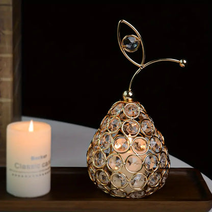 Gold Crystal Guava Ornament Artificial Fruit Figurine Tabletop Centerpiece For Home Decor
