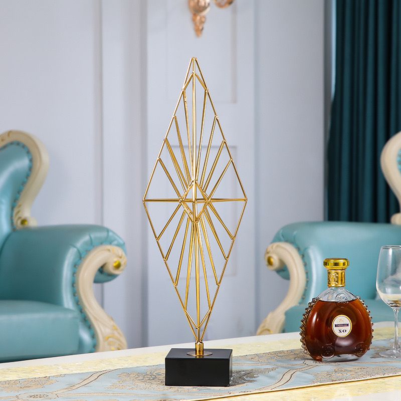 Metal Decorative Ornaments Pyramid Sculptures European Geometric Shape Decorative Piece