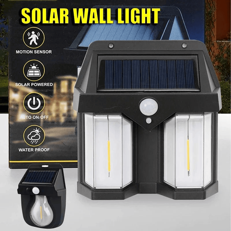 Double Head Antique Solar Sensor Lamp Solar Warm Lighting Lamp Outdoor Wall Lights