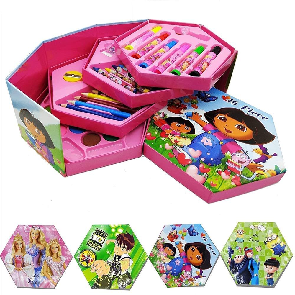 Set Of 46 Pieces Drawing Art Set with Color Pencils Crayons Water Color Sketch Pens For Kids Children