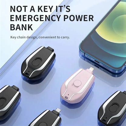 Mini Portable Emergency Charger Power Bank 1500mAh Fast Charging Keychain Typer Apple