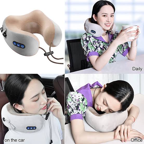 Massaging Neck Pillow U-Shaped Memory Foam Travel Pillow Massager