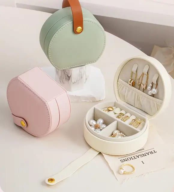 Multipurpose Mini Jewelry Organizer PU Leather Jewelry Case Storage Box