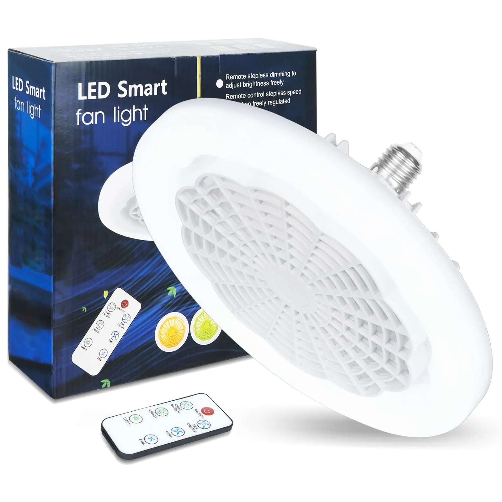 LED Ceiling Fan Light Remote Control Dimmable 3 Speed Wind Speed