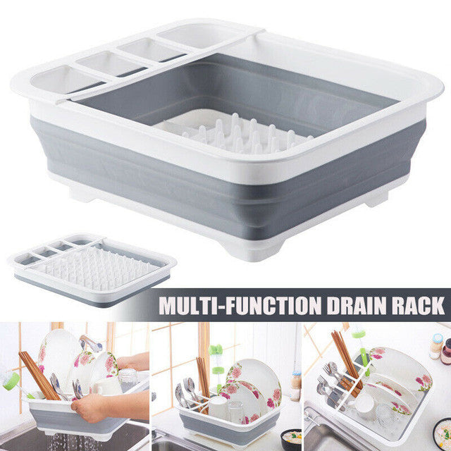 Collapsible Foldable Portable Silicon Basket Dish Washing Drainer Rack