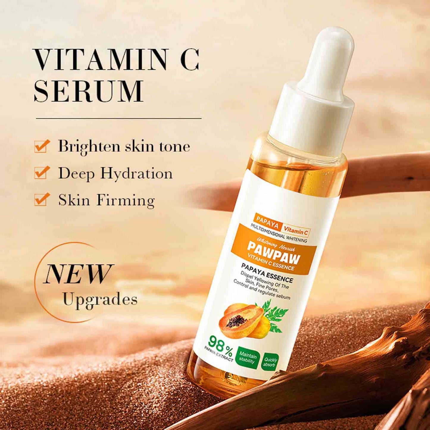 Bioaqua Paw Paw Vitamin C Essence Papaya Extract Brightening Anti Oxidation Deep Hydration Moisturizing Serum 30ml