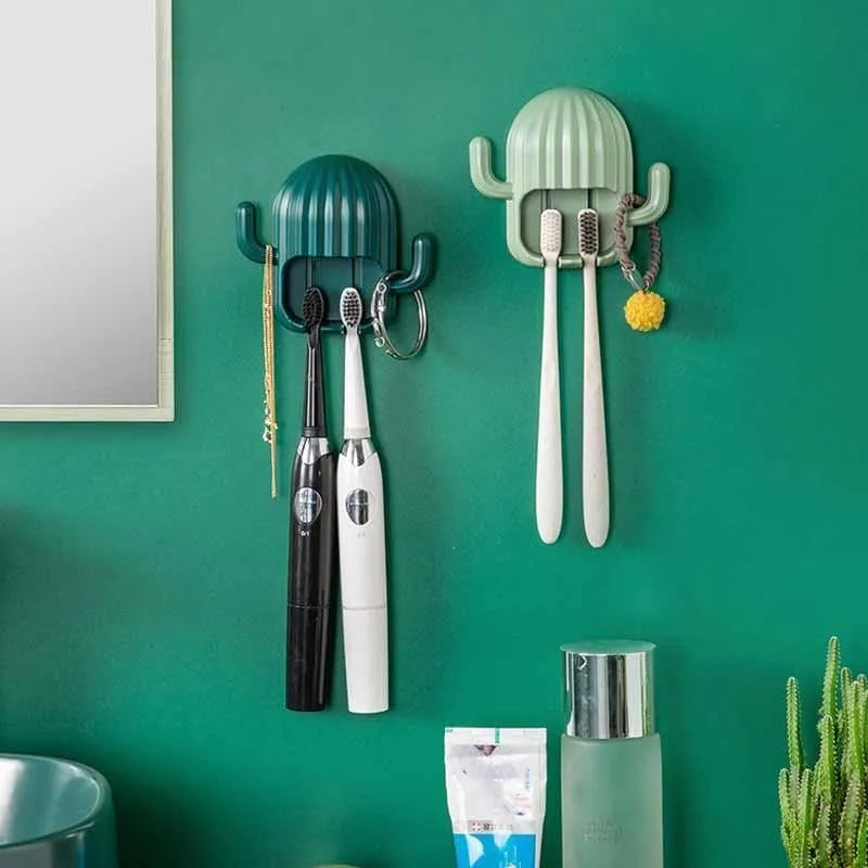 Cute Cactus Wall Mounted Toothbrush Holder