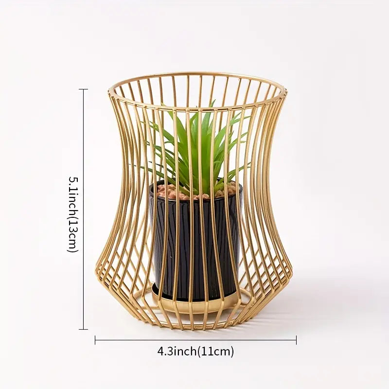 Gold Metallic Nordic Mini Artificial Cute Plant Pot Holder Stand