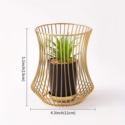 Gold Metallic Nordic Mini Artificial Cute Plant Pot Holder Stand