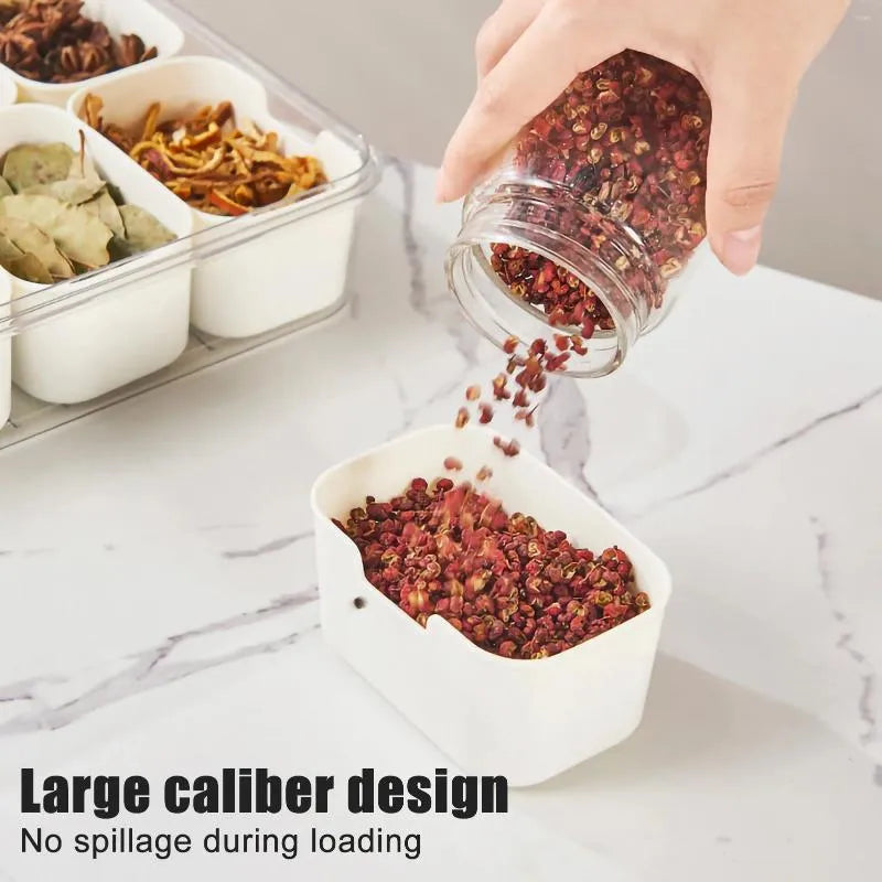 4 Grid Spice Storage Box Spice Seasoning Container With Lid And Handle