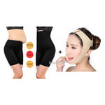 Seamless High Waist Slimming Lower Body Shaper + Face Lifting Slimming Belt Full Face Shapper