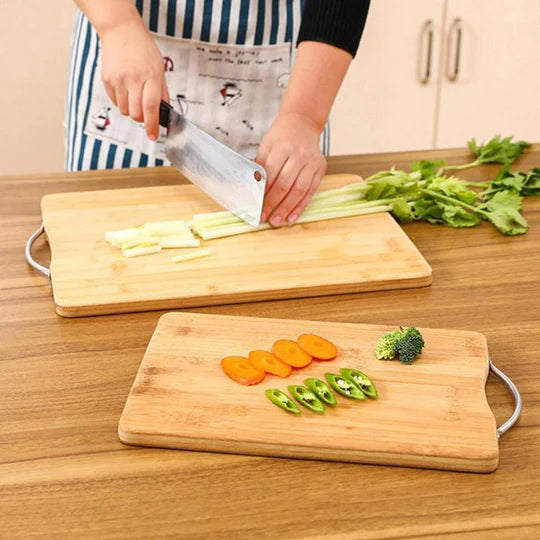 Bamboo Wooden Cutting Board With Stainless Steel Handle