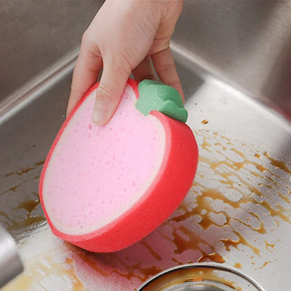 Cute Fruit Shaped Dishwashing Sponge Kitchen Dishcloths Scrubbing Sponge