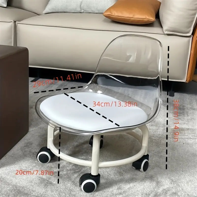 Modern Universal Wheel Stool Soft Seat Pulley Low Stool Adjustable Low Back Rolling Chair