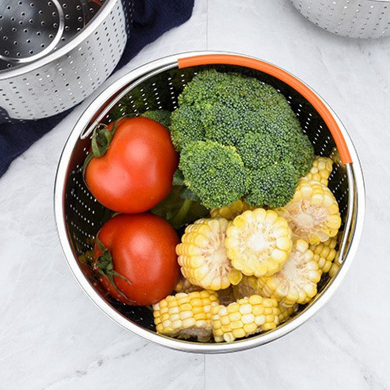 Stainless Steel 2in1 Deep Fryer Steamer Basket with Silicone Covered Handle