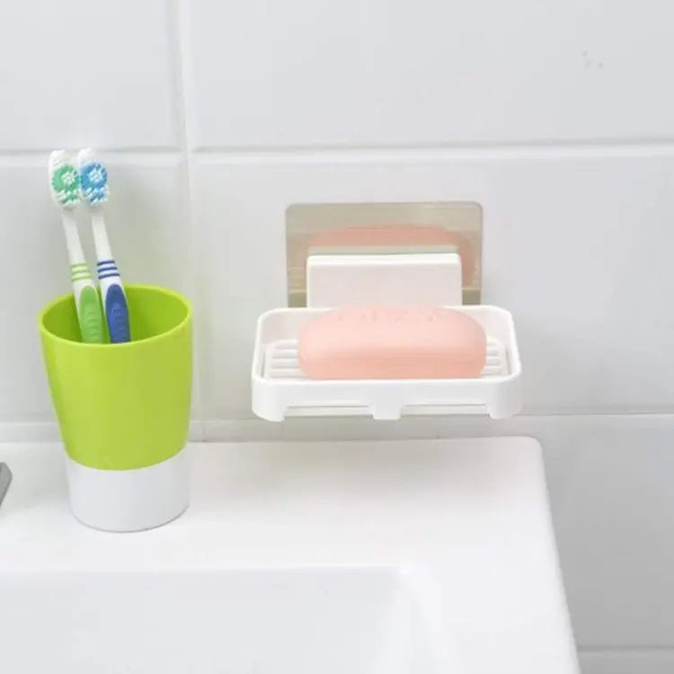 Wall Mounted Self Adhesive Self Draining Soap Tray Plastic Soap Dish