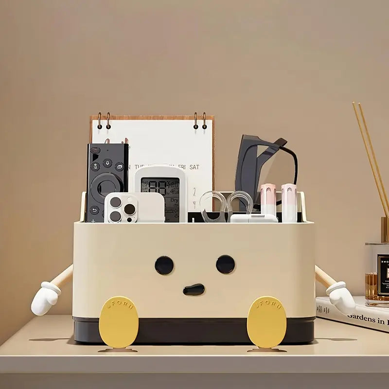 Multifunctional Cute Cartoon Desktop Organizer With Built-In Calendar Stand Personal Care Items Office Supplies & Tech Accessories Space Saving Countertop Storage Box