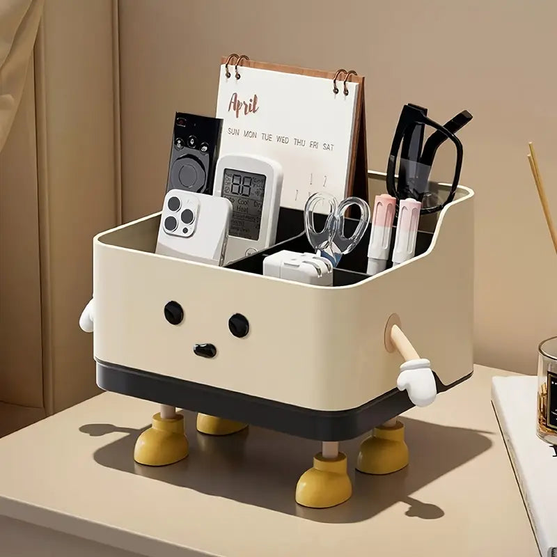 Multifunctional Cute Cartoon Desktop Organizer With Built-In Calendar Stand Personal Care Items Office Supplies & Tech Accessories Space Saving Countertop Storage Box