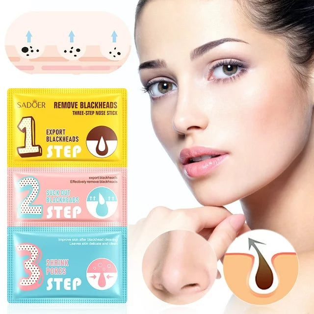 Sadoer 3in1 Blackhead Cleaning Three-step Nose Patch Deep Cleans Pores Peeling Off Nose Strips