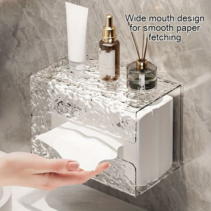 Multifunctional Wall Mounted Acrylic Water Ripple Design Tissue Box