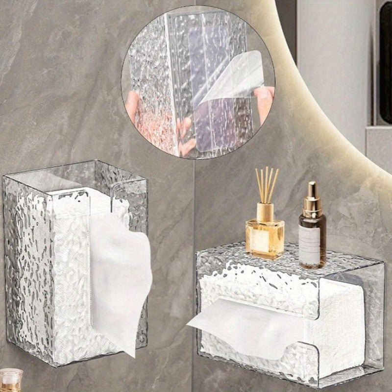 Multifunctional Wall Mounted Acrylic Water Ripple Design Tissue Box