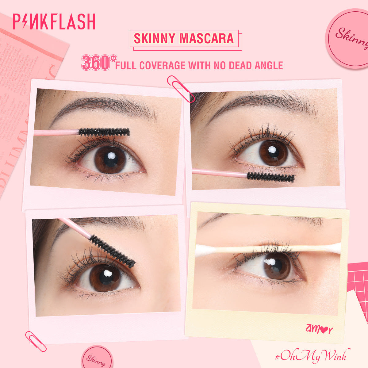 Pink Flash Super Micro Brush Rich Ultra Thin Fiber Mascara