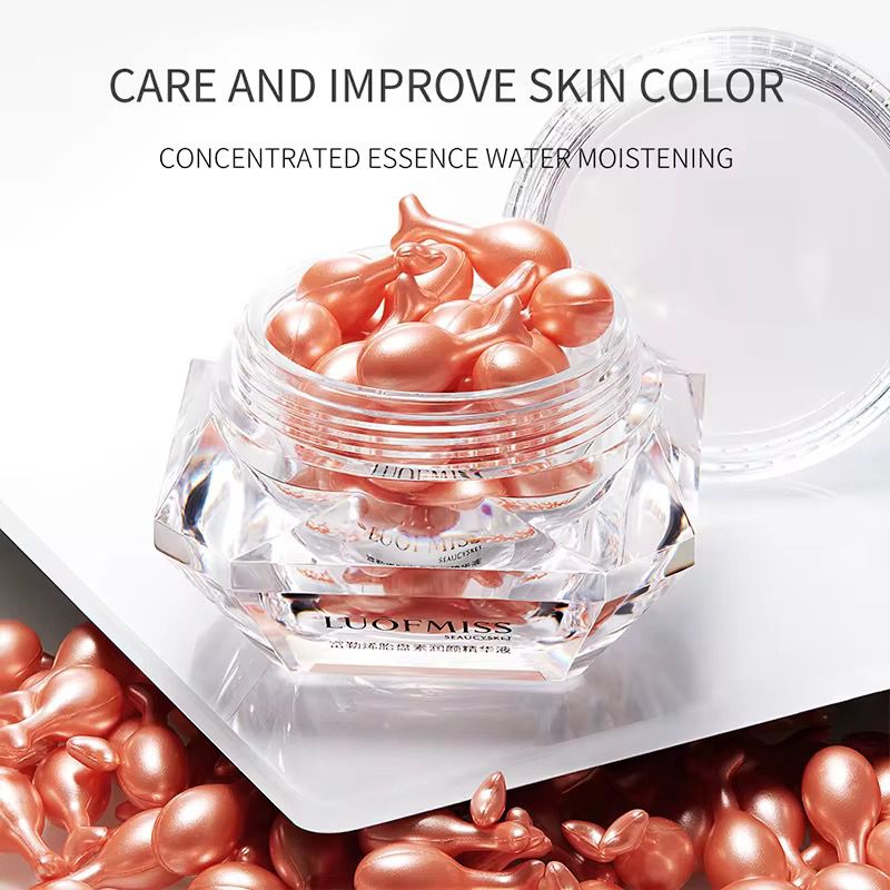 LUOFMISS SEAUCYKET Essence Fullerene Placenta Moist Centella Yeast Moisturizing Hydrating Whitening Essence Chicken Leg Capsules Skin Care Serum