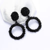 Fashion Jewellery Round Embroidered Earring black