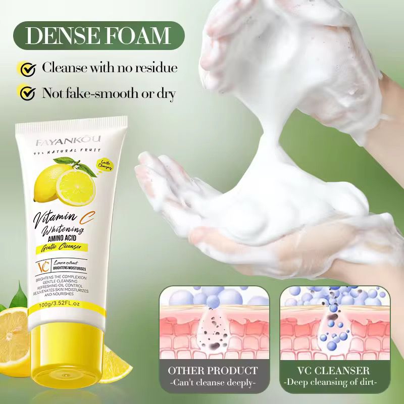 FAYANKOU Lemon Extract Vitamin C Whitening Oil Control Moisturizing Smooth Brightening Face Wash