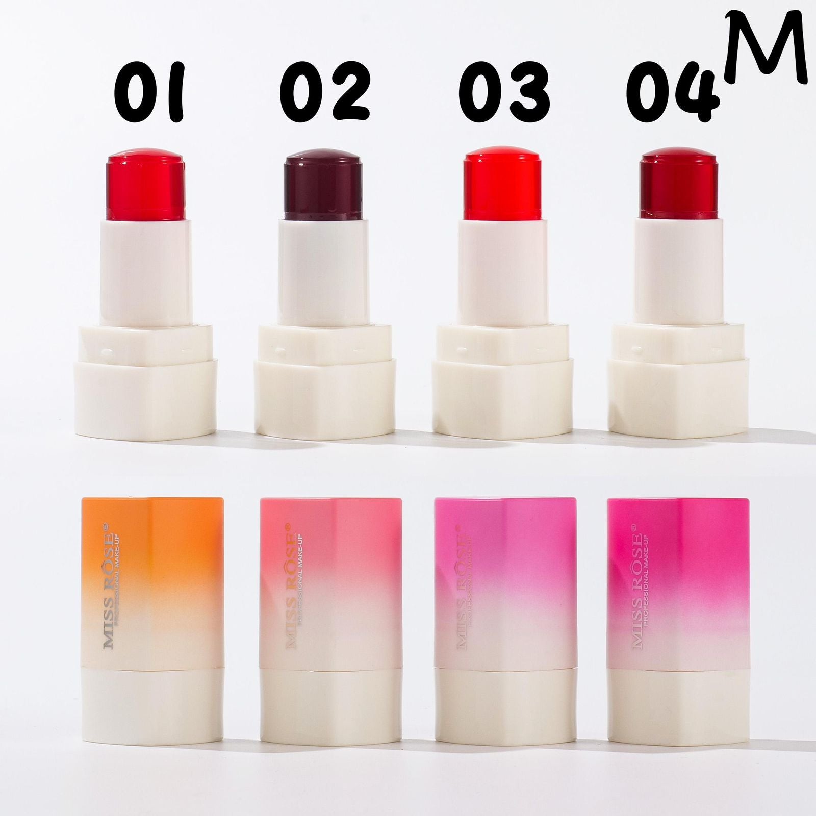 Miss Rose Ice Candy Cooling Jelly Blush And Cheek Tint 4Pcs Set