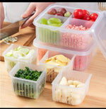 Food Fruit Storage Box Draining Basket 4 Grid Compartments