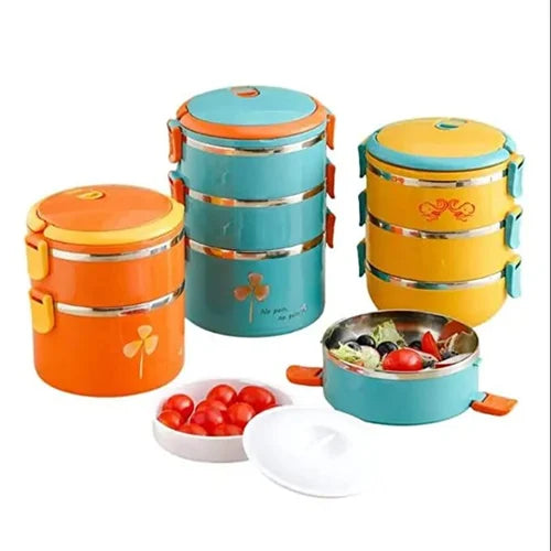 Stainless Steel Round Portable Multilayer Warm Lunch Box