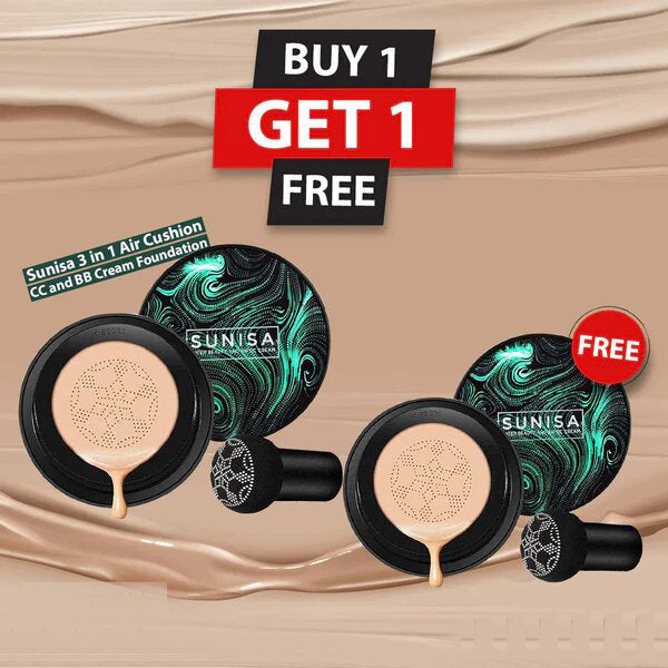 Sunisa 3 in 1 Air Cushion CC and BB Cream Foundation Buy 1 Get 1 Free