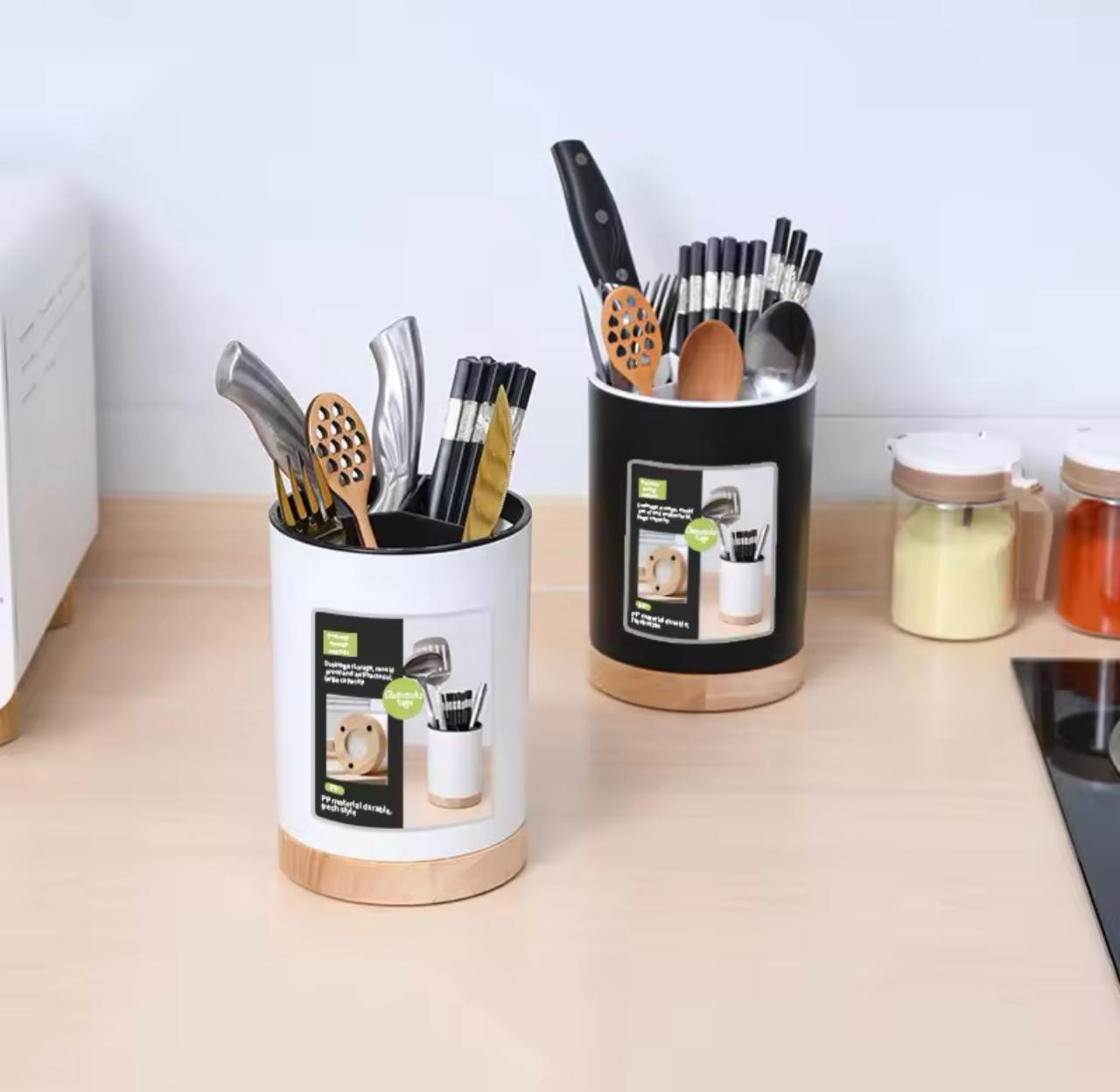 Kitchen Utensil Holder Cutlery Holder With 3 Compartments