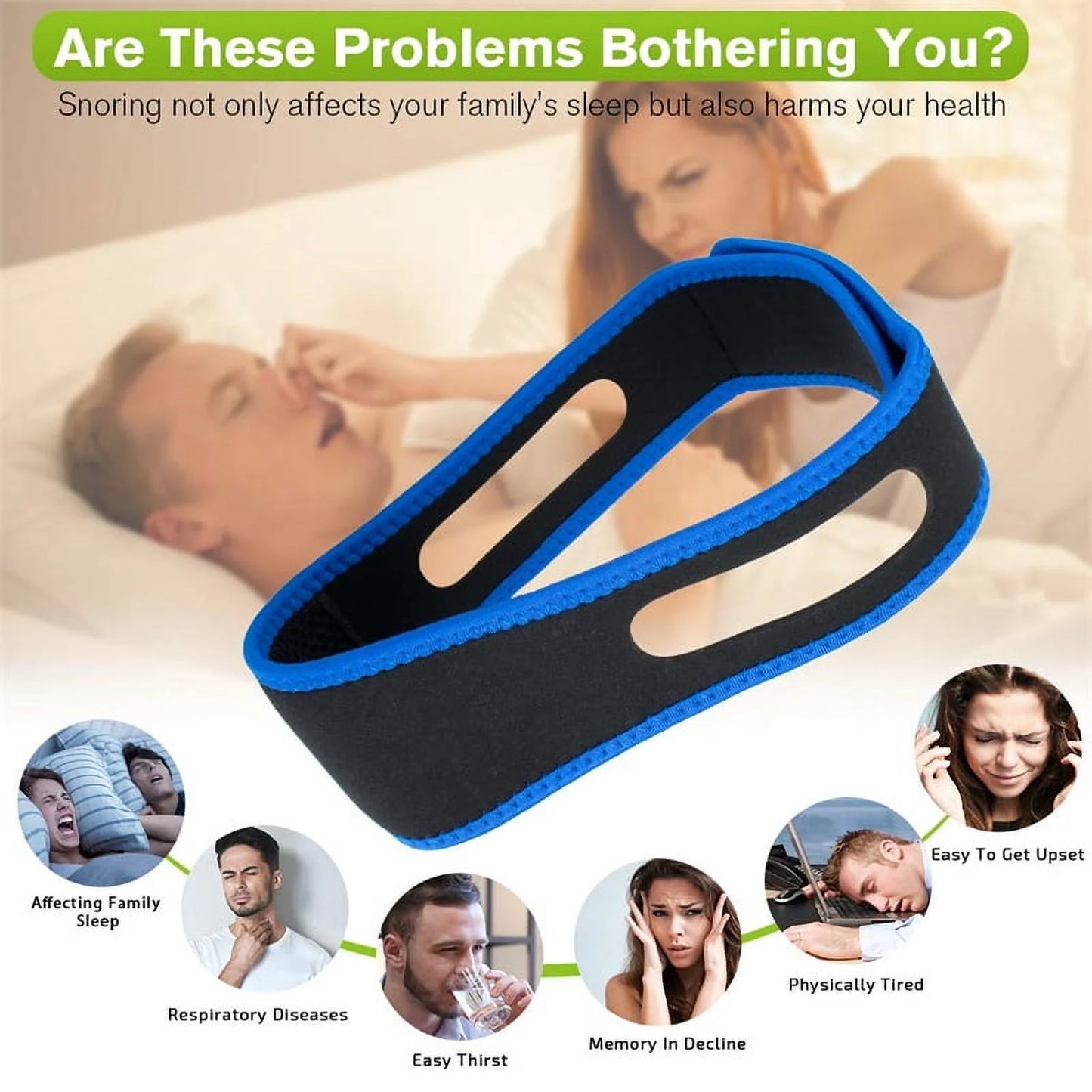 Adjustable And Breathable Head Band Anti Snore Chin Strap