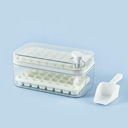 32 Grid Silicone Ice Cube Tray Mold With Lid Shovel Storage Box