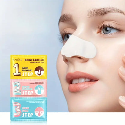 Sadoer 3in1 Blackhead Cleaning Three-step Nose Patch Deep Cleans Pores Peeling Off Nose Strips