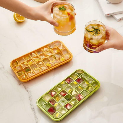32 Grid Silicone Ice Cube Tray Mold With Lid Shovel Storage Box