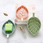 Leaf Shaped Soap Holder With Draining Tray Soap Box With Dish Storage Plate