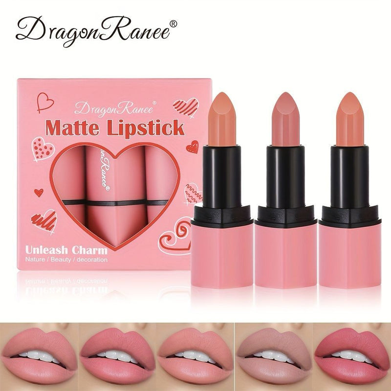 Dragon Ranee Heart Shape Matte High Shine 3Pcs Lipstick