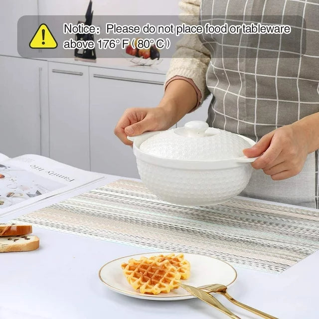 Modern and Stylish Washable Woven Vinyl Place Mat Heat Resistant Non-Slip and Easy to Clean Set of 6