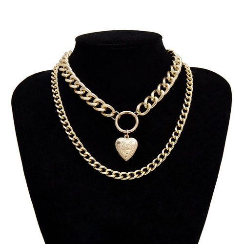 Fashion Jewellery 2 Layers Chain And Heart Necklace
