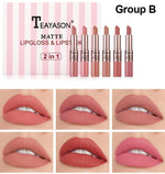 TEAYASON 6 Pcs Matte 2in1 Lipgloss & Lipstick Set