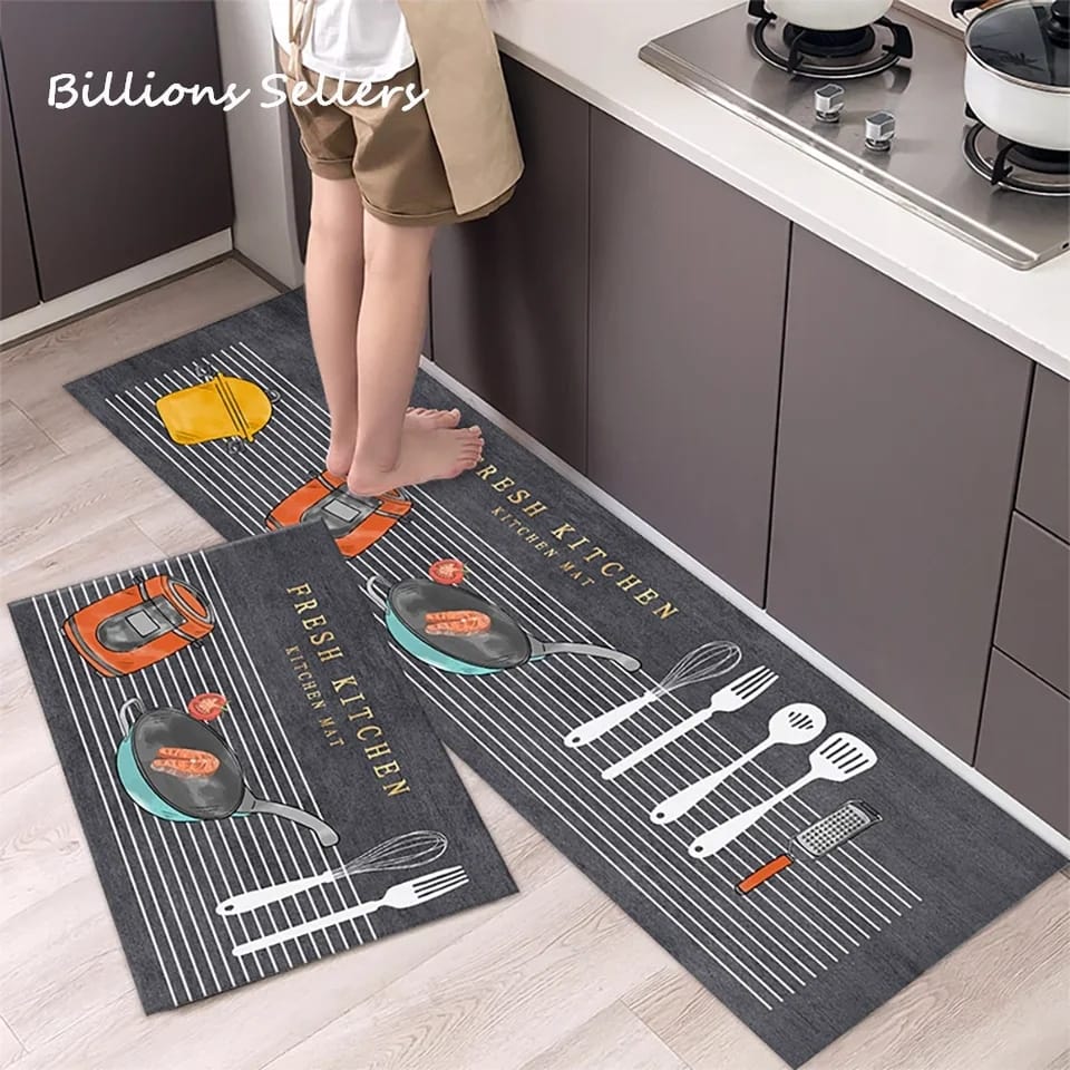 Set Of 2 Anti Slip Floor Mat Washable