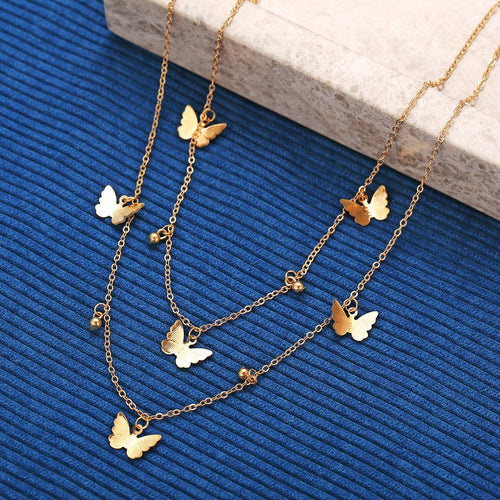 Fashion Jewellery 2 Layer Butterfly Necklace