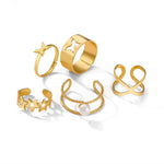 Fashion Jewellery 5 Pcs Golden Ring Set
