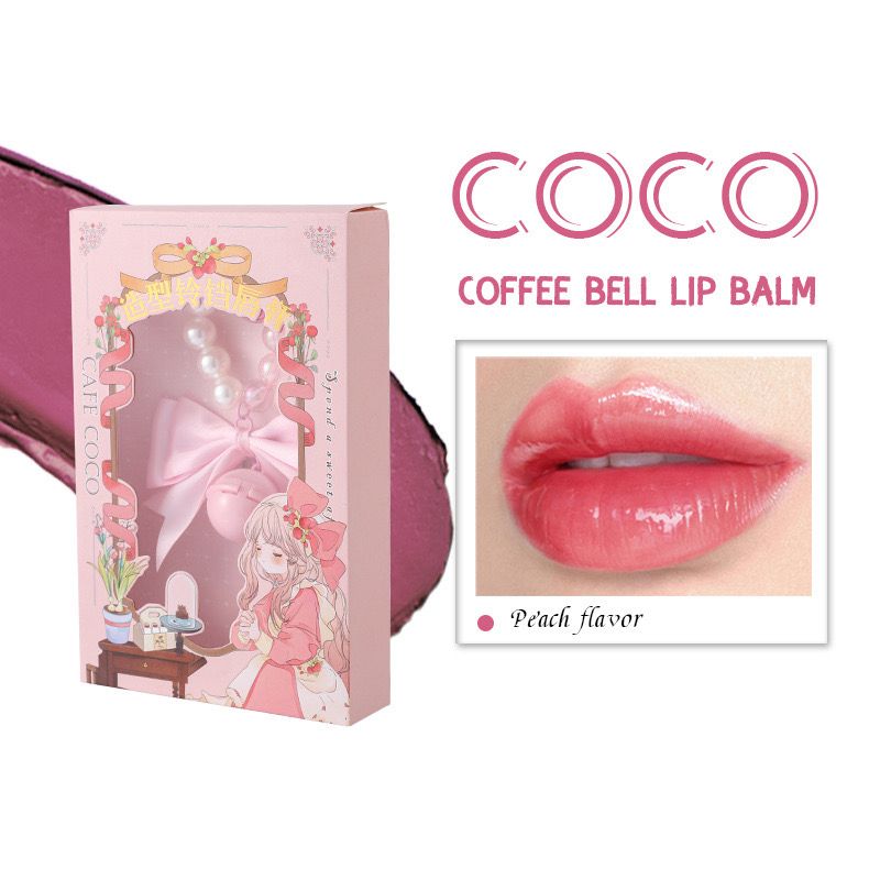 CAFE COCO Portable Bell Lip Balm Moisturizing Hydrating Long-Lasting Lip Balm Mirror Sce Replenishment Water-Rich Lip Blamurfa