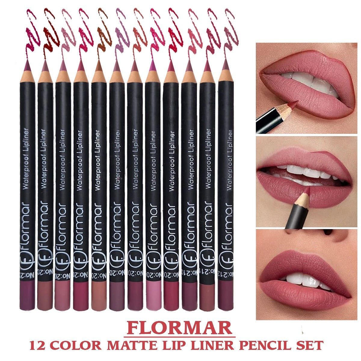 Flormar 12 Color Waterproof Matte Lip Liner Pencil
